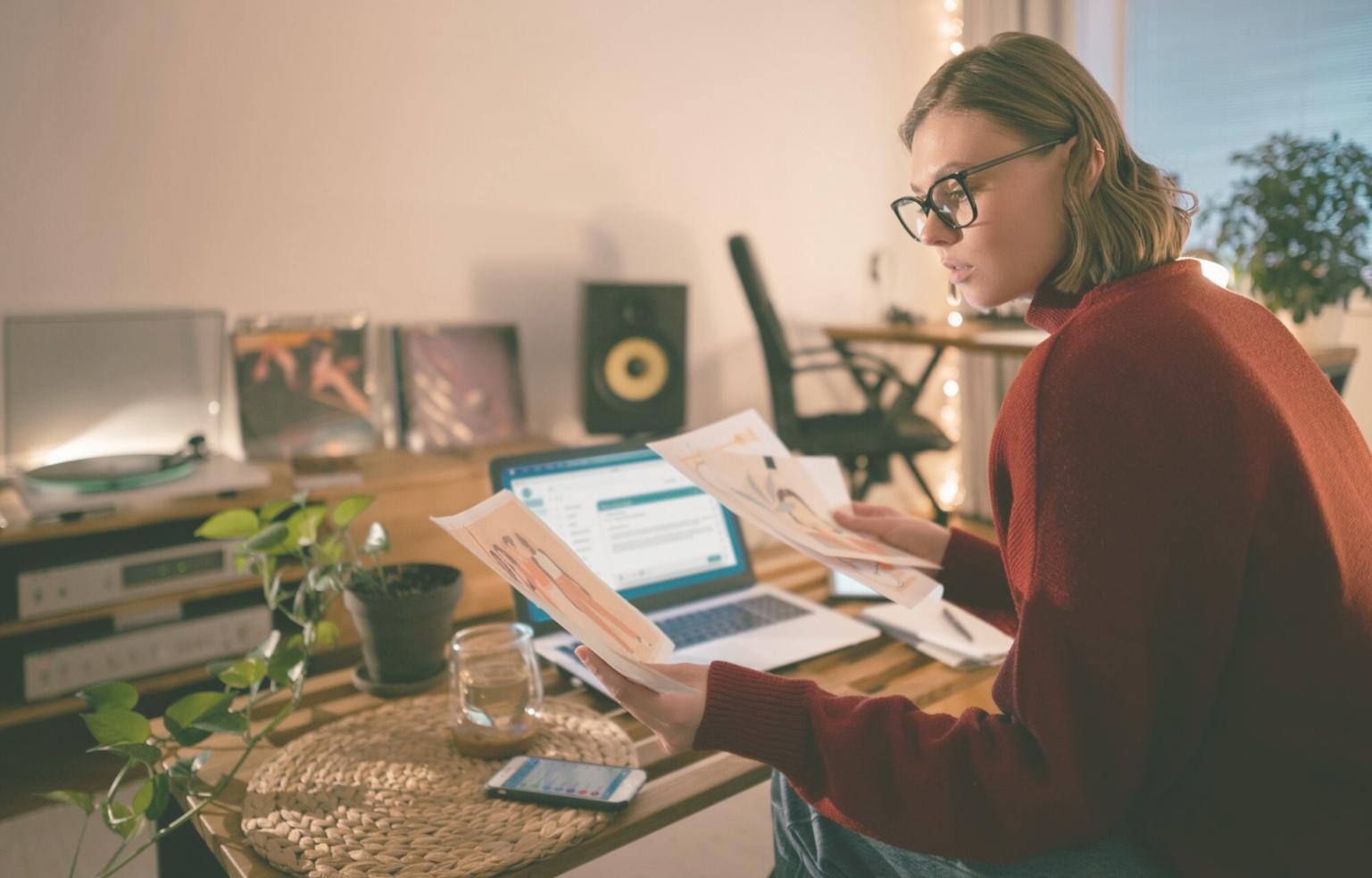 Budget analysis workspace with financial reports and planning documents